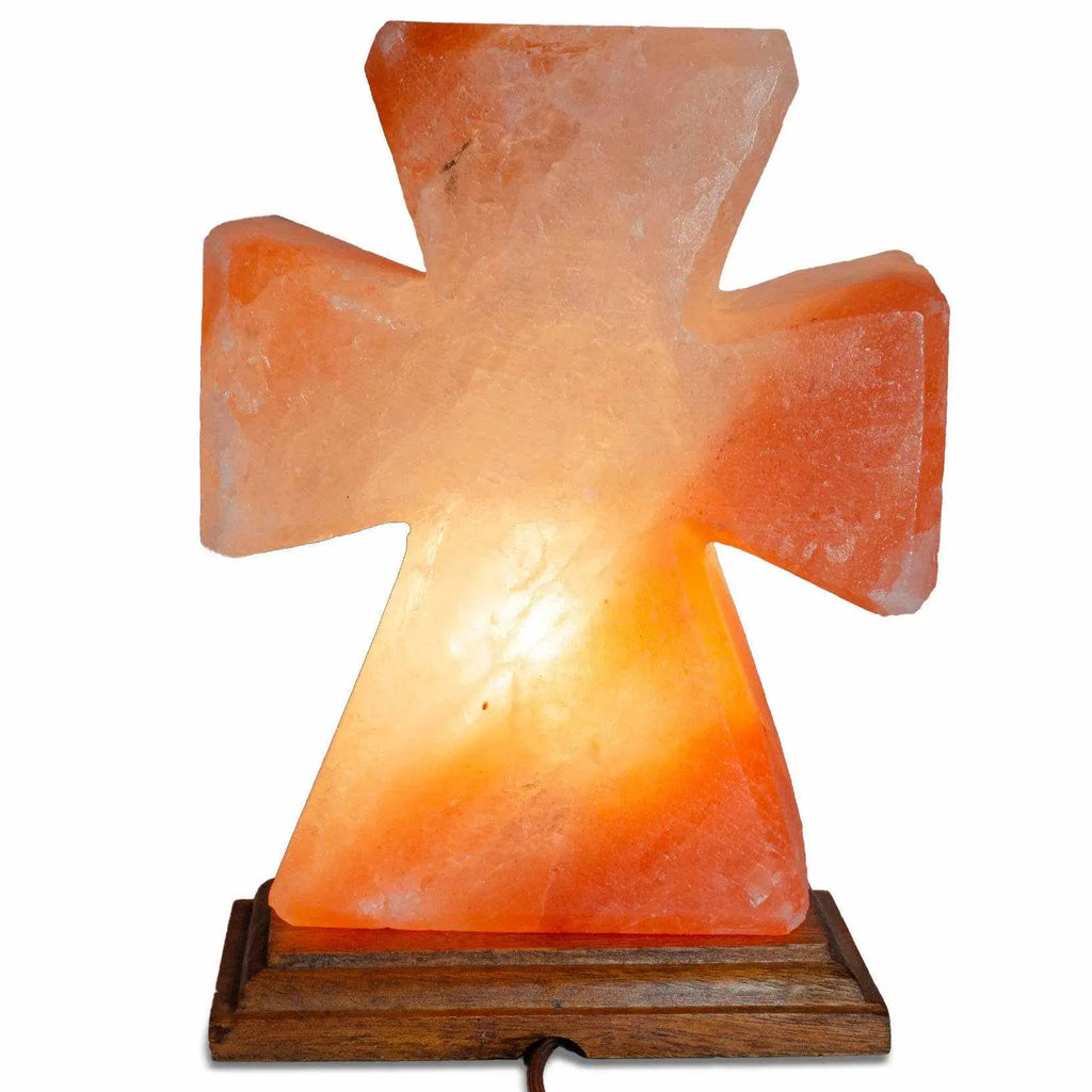 Flat Cross Shaped Salt Lamp - 9" avg. - Cord, Bulb, Dimmer | | Wiccan Center