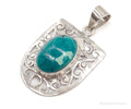 Vintage Large Turquoise Sterling Silver Necklace Pendant | Jewelry > Necklaces > Pendants | Wiccan Center