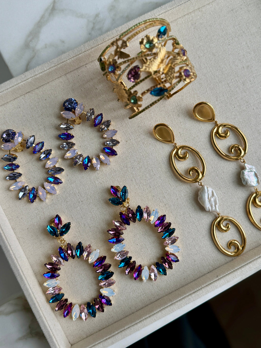 Julie Purple Ombre Crystal Hoops