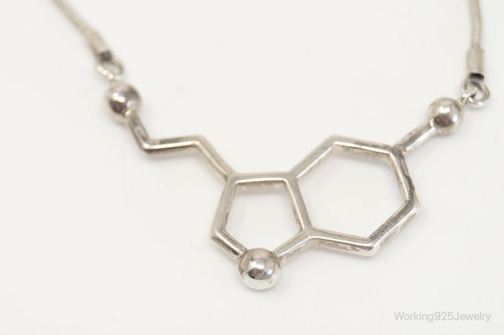 Serotonin Molecule Sterling Silver Necklace | Jewelry > Necklaces > Pendants | Wiccan Center
