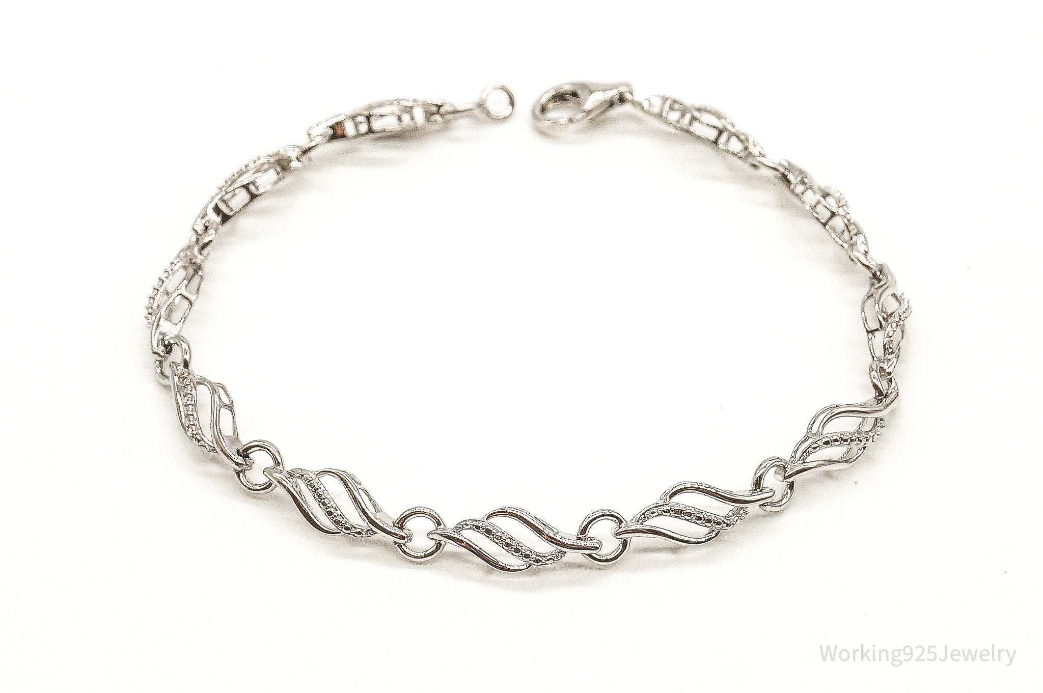 Designer JWBR Single Diamond Linked Sterling Silver Bracelet | Jewelry > Bracelets | Wiccan Center