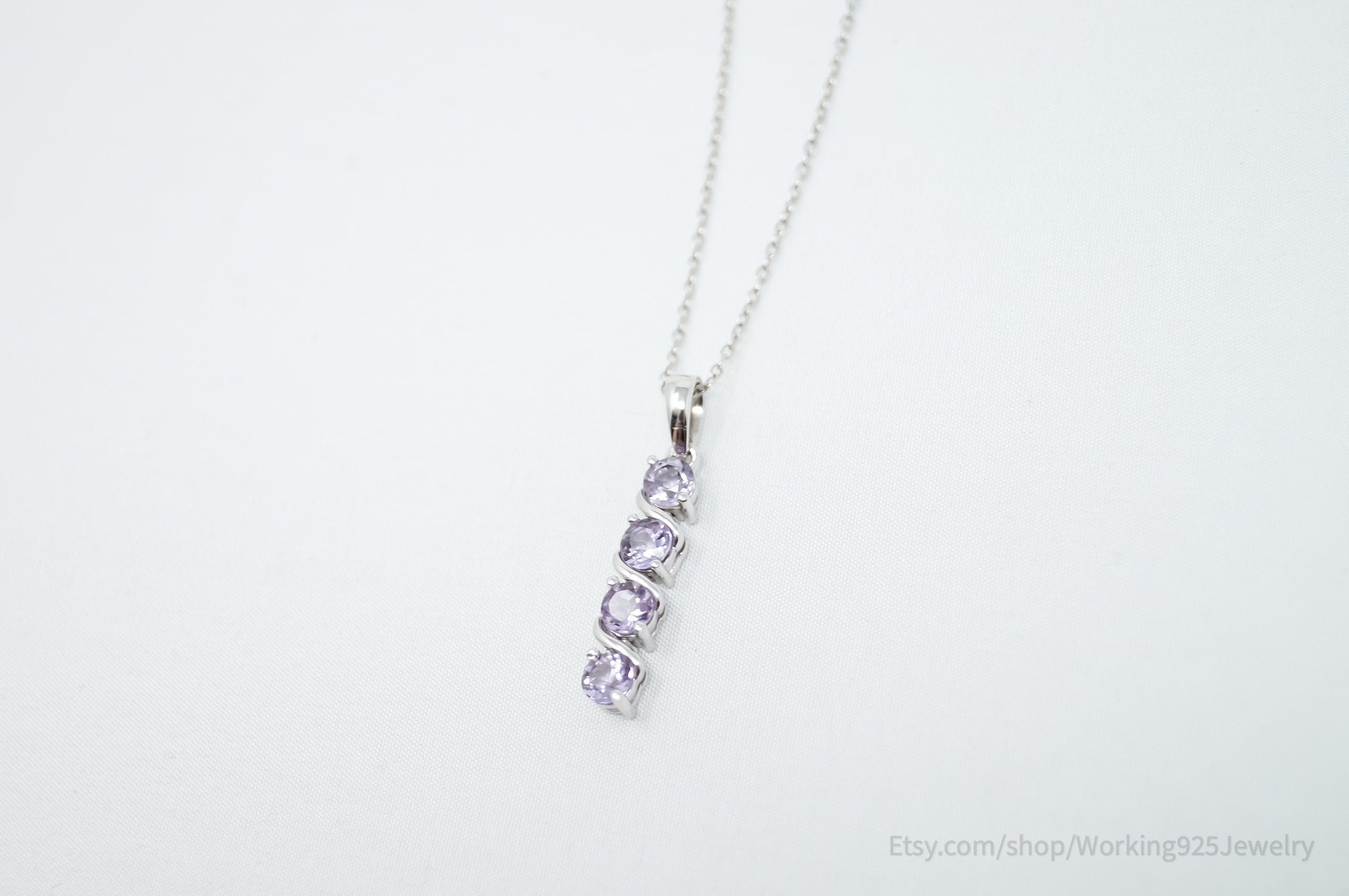 Vintage Amethyst Art Deco Sterling Silver Long Chain Necklace | Jewelry > Necklaces > Pendants | Wiccan Center