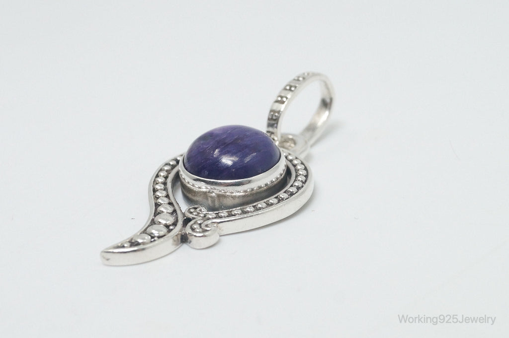 Vintage Art Deco Charoite Sterling Silver Necklace Pendant | Jewelry > Necklaces > Pendants | Wiccan Center