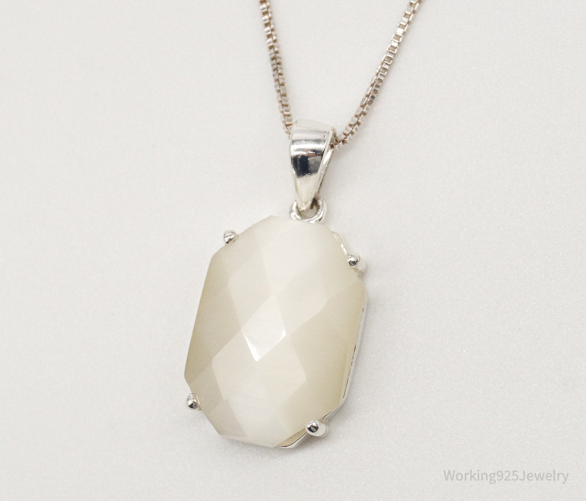 Vintage Art Deco Style Mother of Pearl Sterling Silver Necklace | Jewelry > Necklaces > Pendants | Wiccan Center