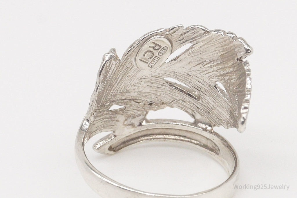 Vintage Italian Designer RCI Leaf Feather Sterling Silver Ring - Size 7.5 | Jewelry > Rings | Wiccan Center