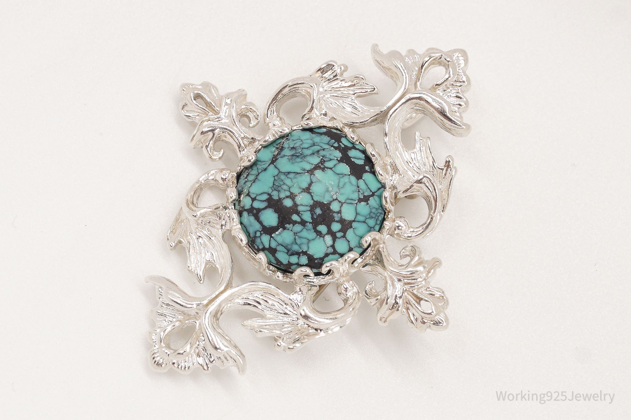 Vintage 1960s Turquoise Sterling Silver Pendant Pin | Jewelry > Necklaces > Pendants | Wiccan Center
