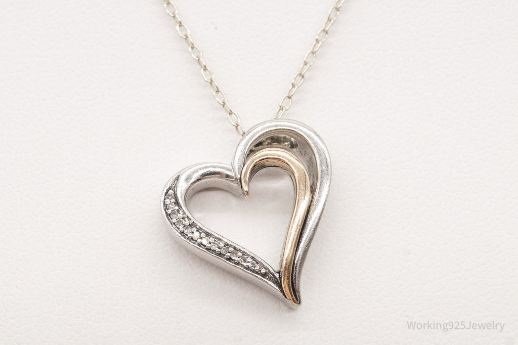 Vintage Designer JWBR Diamond Heart 10K Gold Sterling Silver Chain Necklace | Jewelry > Necklaces > Pendants | Wiccan Center