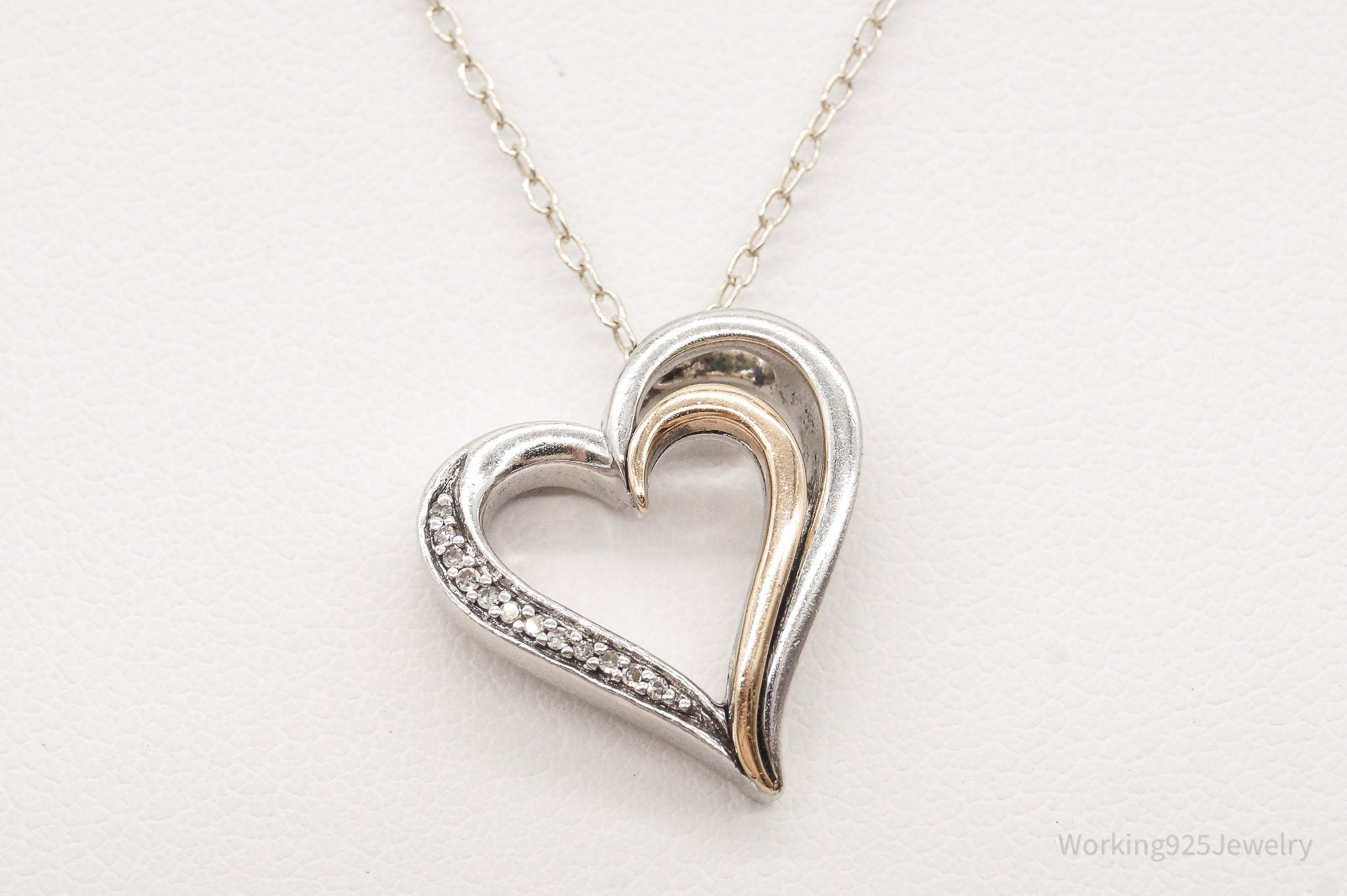 Vintage Designer JWBR Diamond Heart 10K Gold Sterling Silver Chain Necklace | Jewelry > Necklaces > Pendants | Wiccan Center