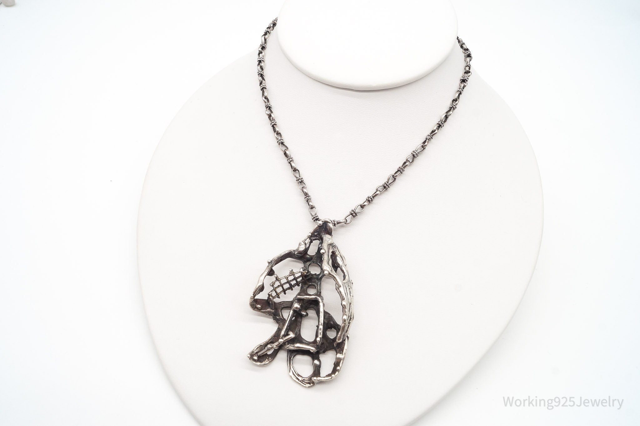 Vintage Brutalist Silver Toggle Necklace | Jewelry > Necklaces > Pendants | Wiccan Center