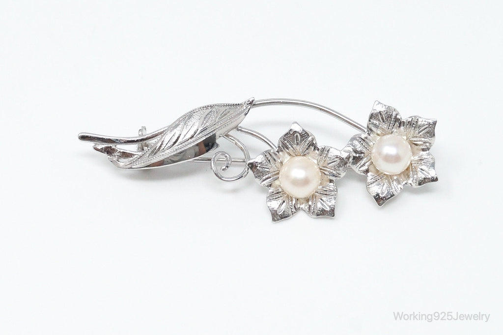 Antique Floral Pearl Sterling Silver Brooch Pin | Jewelry > Brooches, Pins & Clips | Wiccan Center
