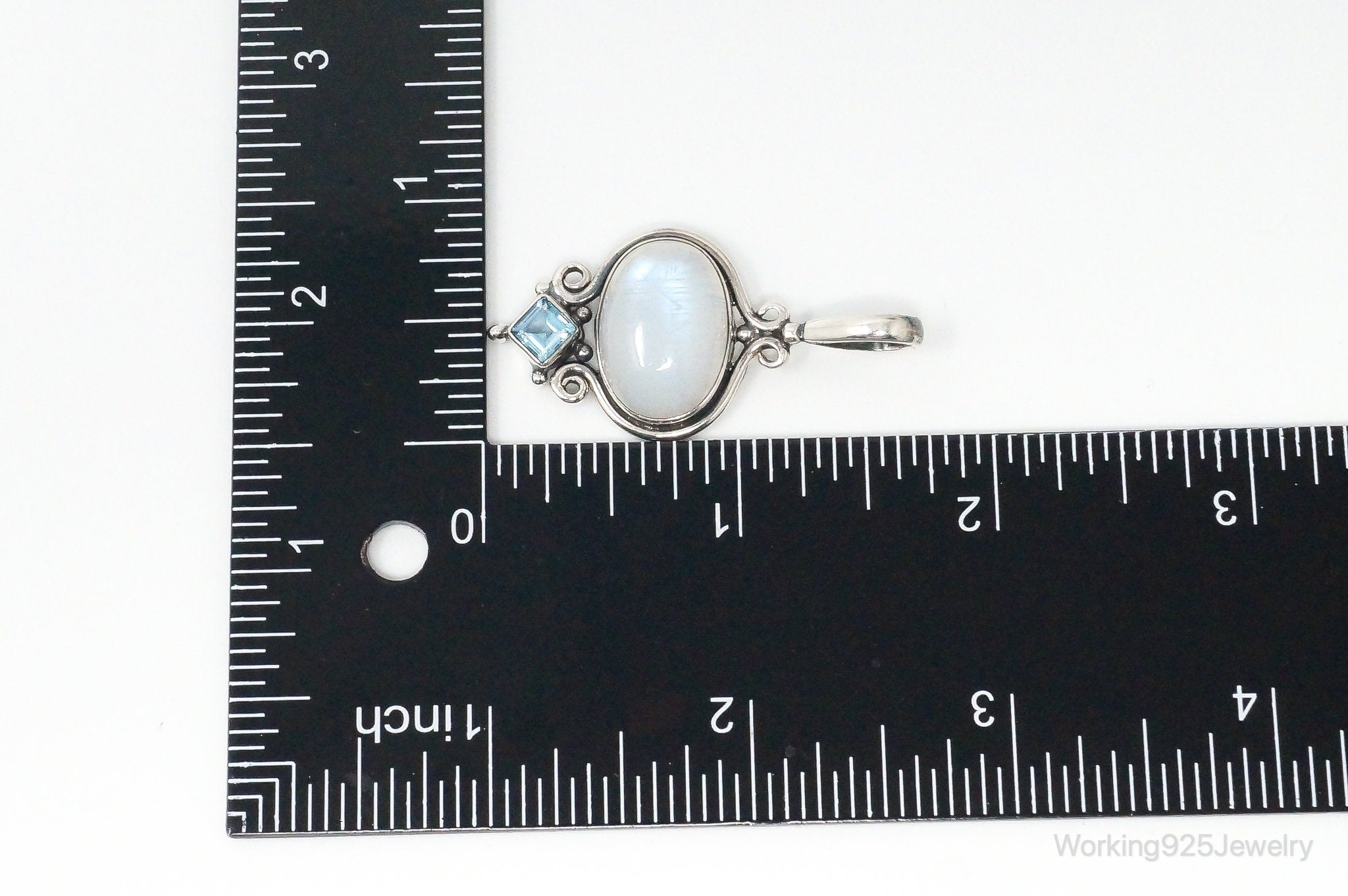 Vintage Blue Topaz Large Moonstone Sterling Necklace Pendant | Jewelry > Necklaces > Pendants | Wiccan Center