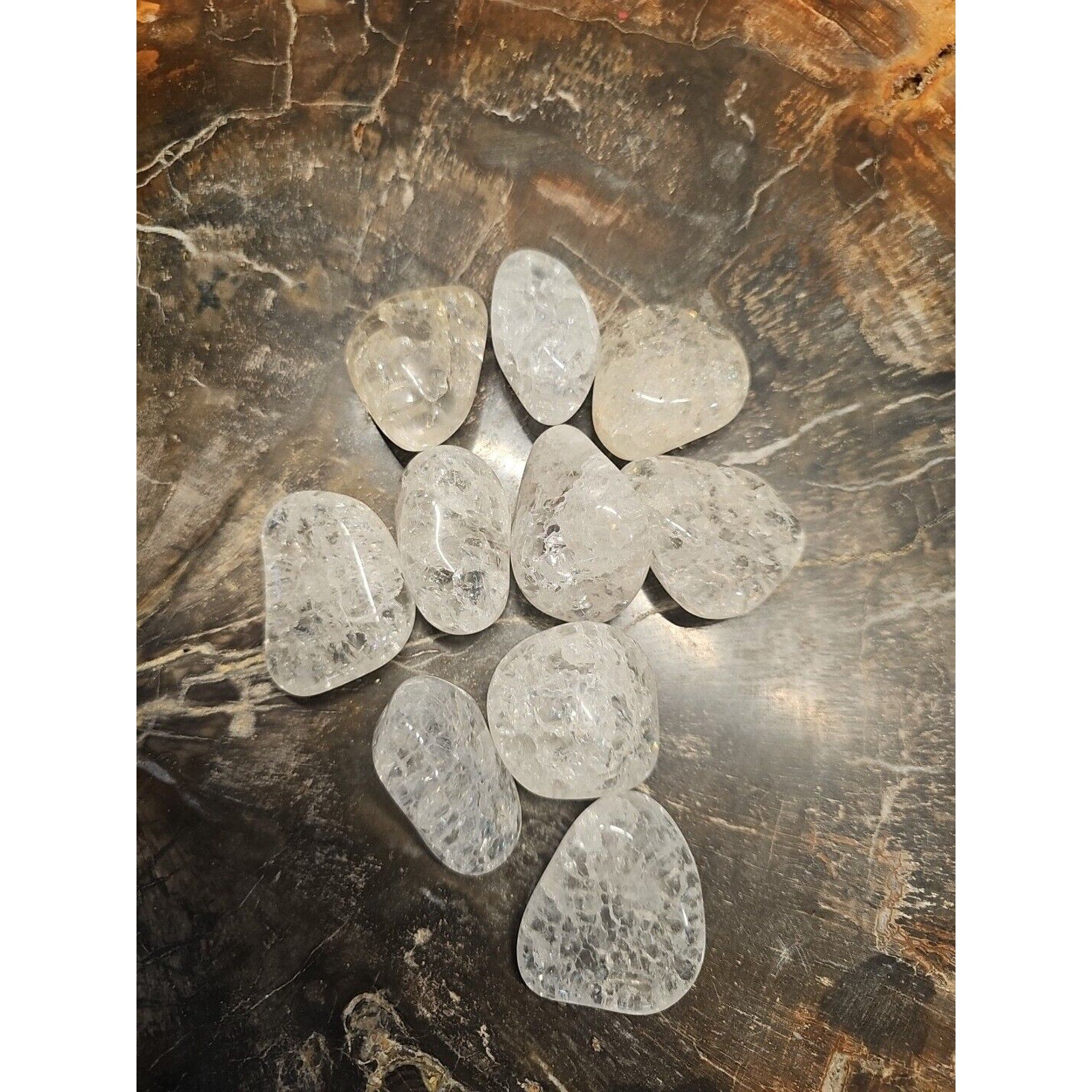 Crackle Quartz Tumbled Stones — 5-Piece Set for Clarity & Positive Energy | CrystalCloud Company