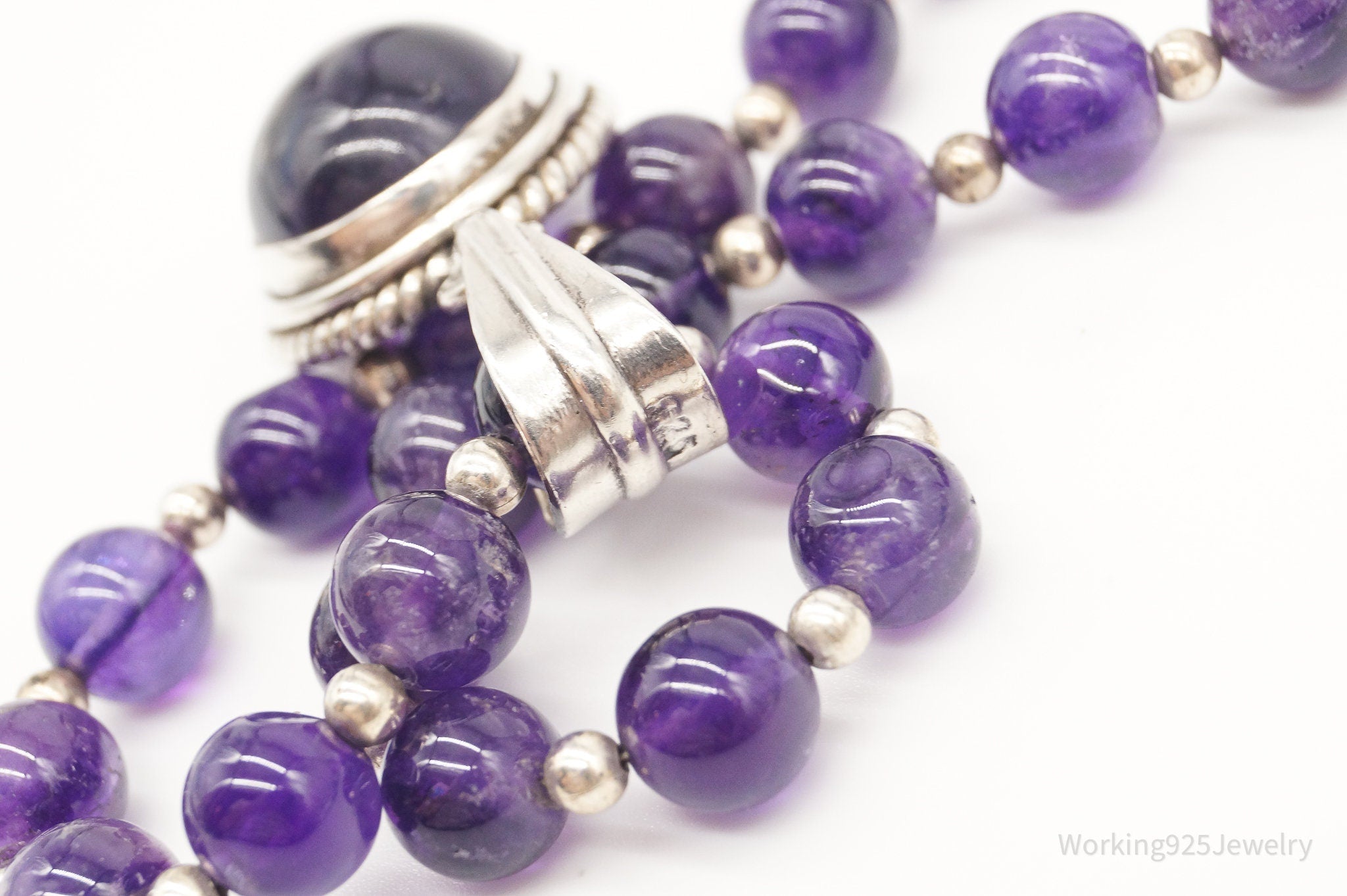 Vintage Amethyst Bead Sterling Silver Necklace | Jewelry > Necklaces > Pendants | Wiccan Center
