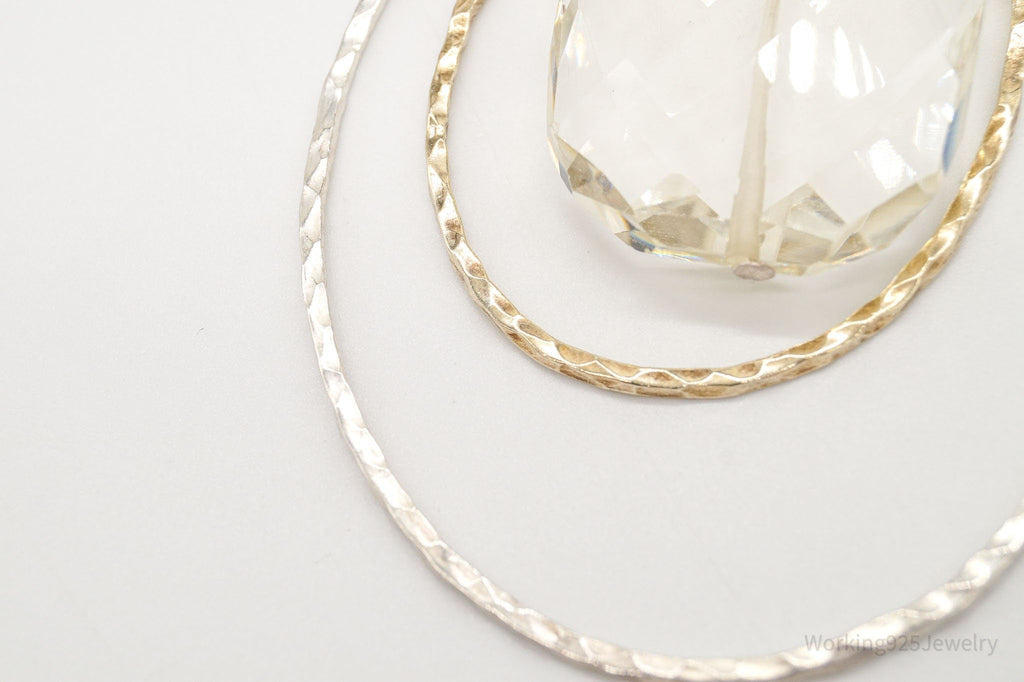 Vintage Large Glass Stone Brass Sterling Silver Necklace 30" | Jewelry > Necklaces > Pendants | Wiccan Center