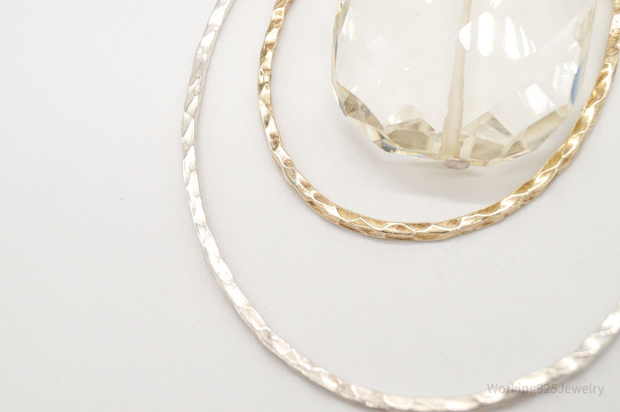 Vintage Large Glass Stone Brass Sterling Silver Necklace 30" | Jewelry > Necklaces > Pendants | Wiccan Center