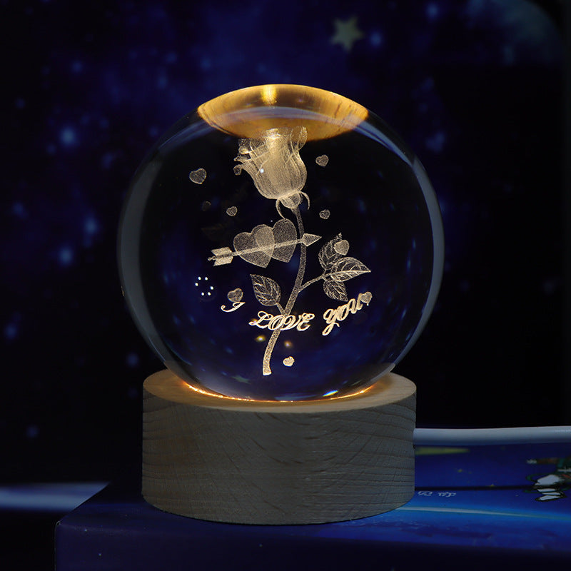 Luminous Starry Sky And Planets Moon Moon Crystal Ball Small Night Lamp Projection Ambience Light Creative Gift New Strange Gift | 0 | Wiccan Center