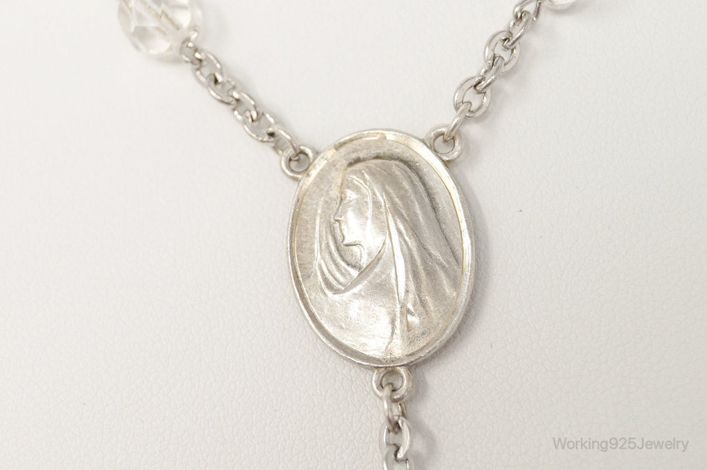 Vintage Crystal Beaded Rosary Cross Sterling Silver Necklace | Jewelry > Necklaces > Pendants | Wiccan Center