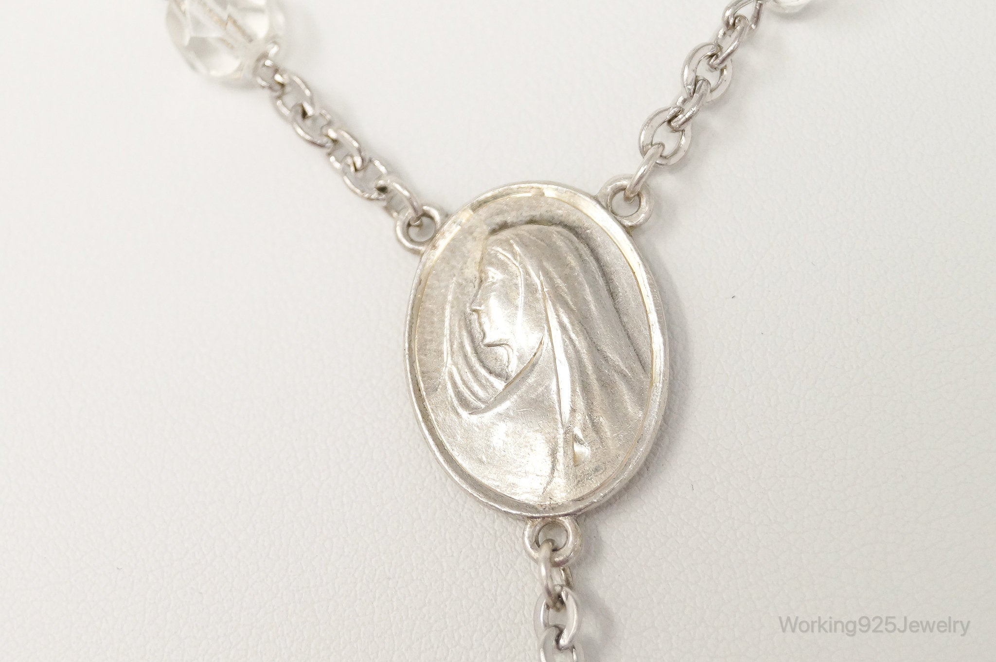 Vintage Crystal Beaded Rosary Cross Sterling Silver Necklace | Jewelry > Necklaces > Pendants | Wiccan Center
