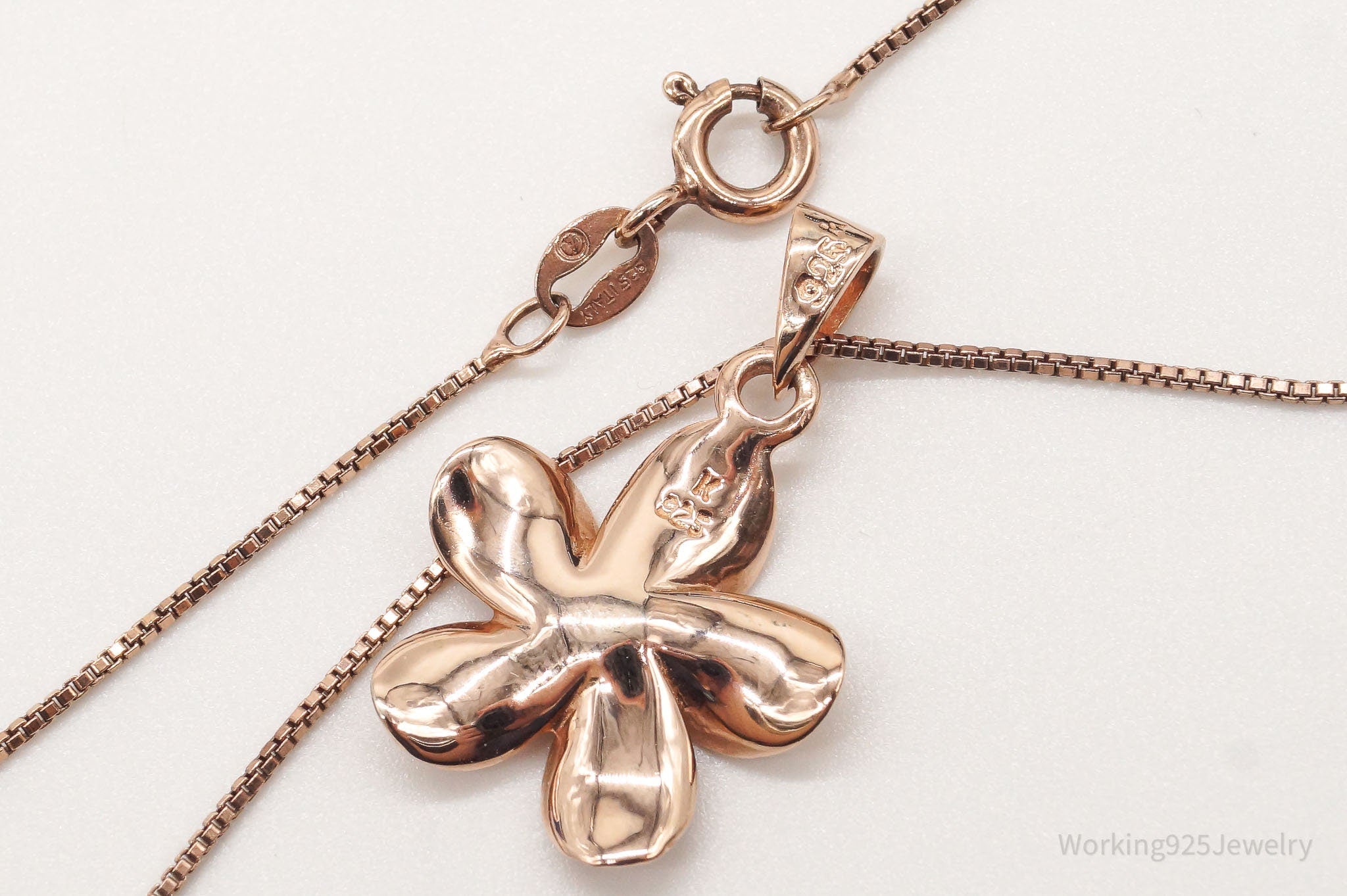 Vintage Cubic Zirconia Rose Gold Vermeil Sterling Silver Flower Necklace | Jewelry > Necklaces > Pendants | Wiccan Center