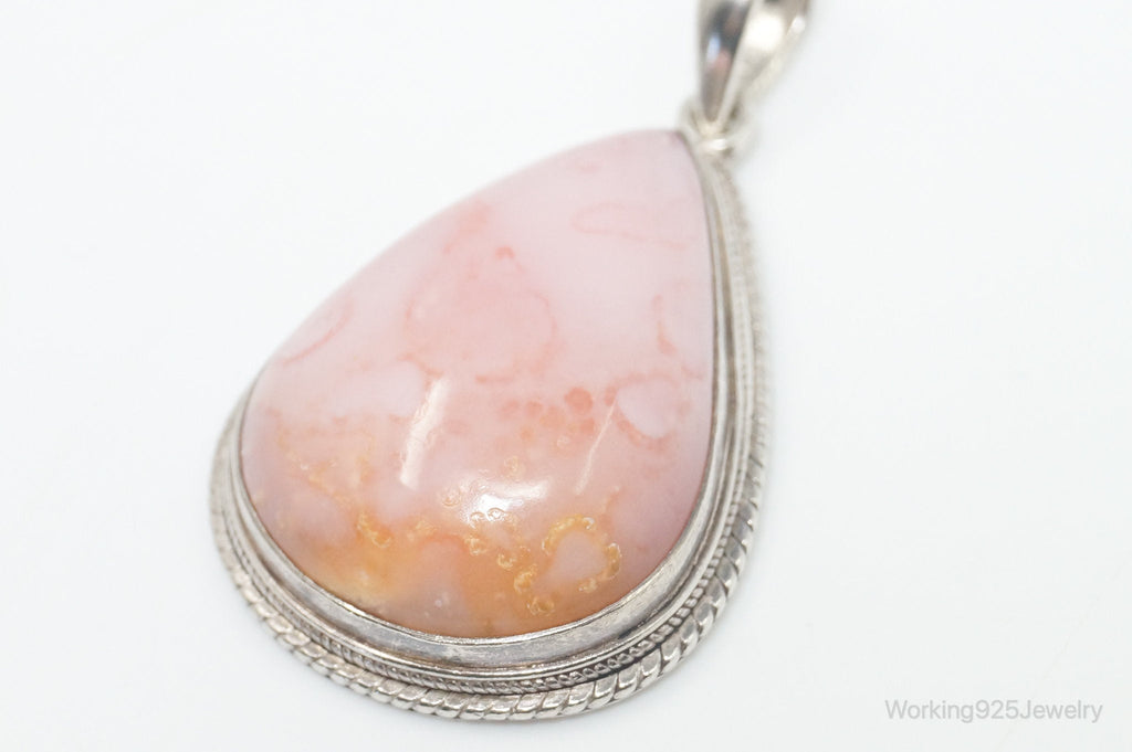 Vintage Large Pink Agate Sterling Silver Southwestern Necklace Pendant | Jewelry > Necklaces > Pendants | Wiccan Center