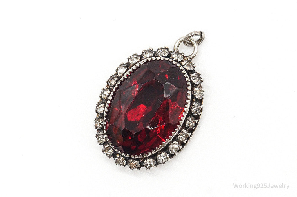 Antique Designer Martelli Glass Rhinestone Art Deco Sterling Silver Pendant | Jewelry > Necklaces > Pendants | Wiccan Center