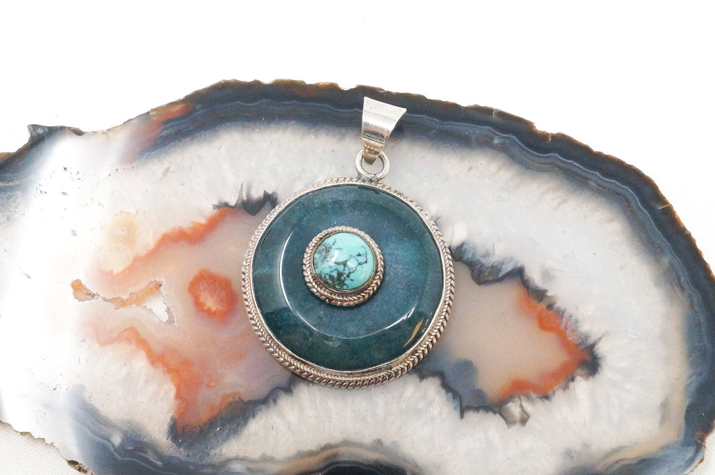 Vintage Southwest Style Turquoise Sterling Silver Necklace Pendant | Jewelry > Necklaces > Pendants | Wiccan Center