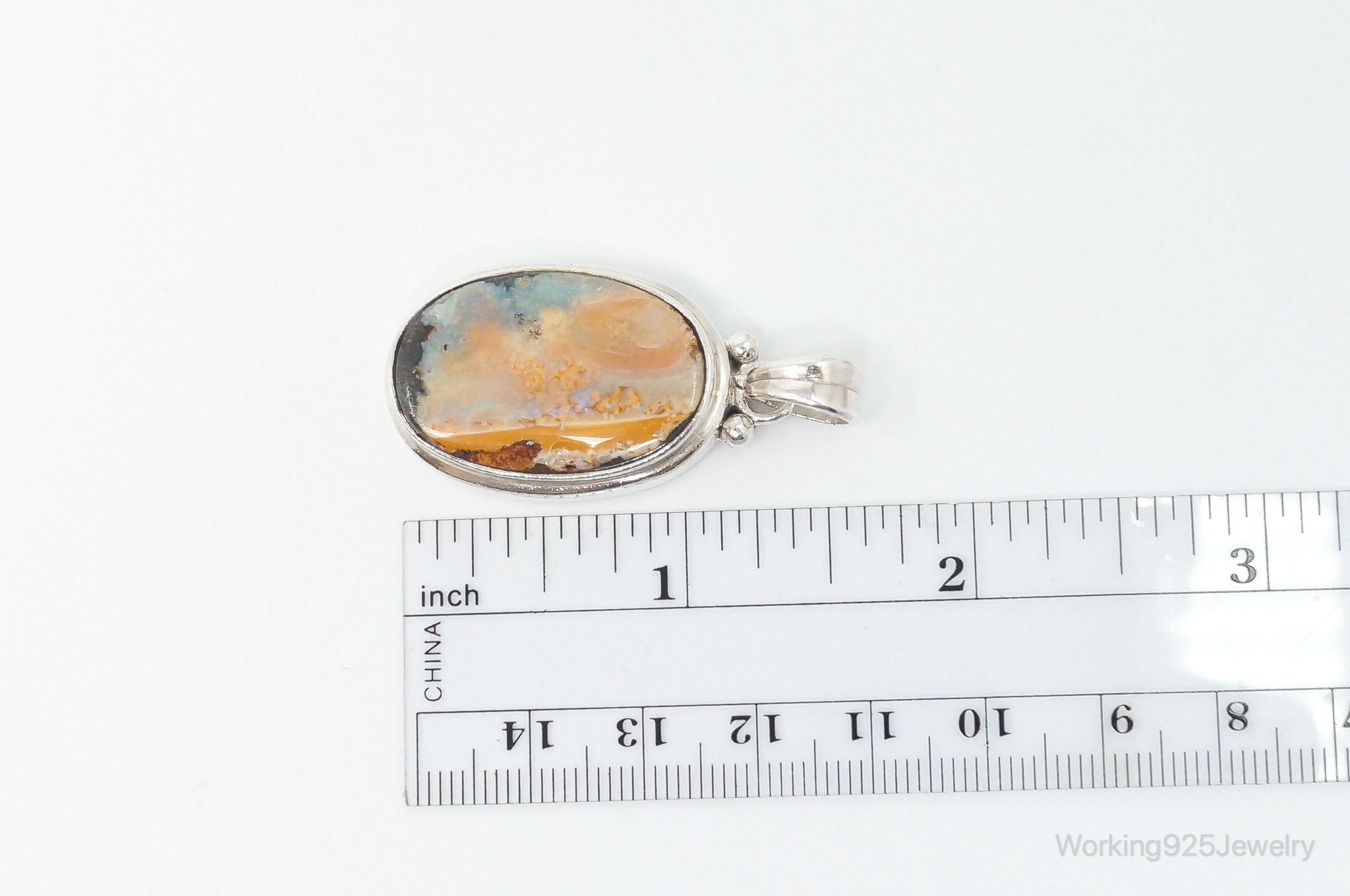 Large Vintage Opalized Agate Sterling Silver Necklace Pendant | Jewelry > Necklaces > Pendants | Wiccan Center