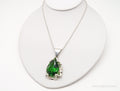 Vintage Large Glass Green Stone Sterling Silver Necklace 36" | Jewelry > Necklaces > Pendants | Wiccan Center