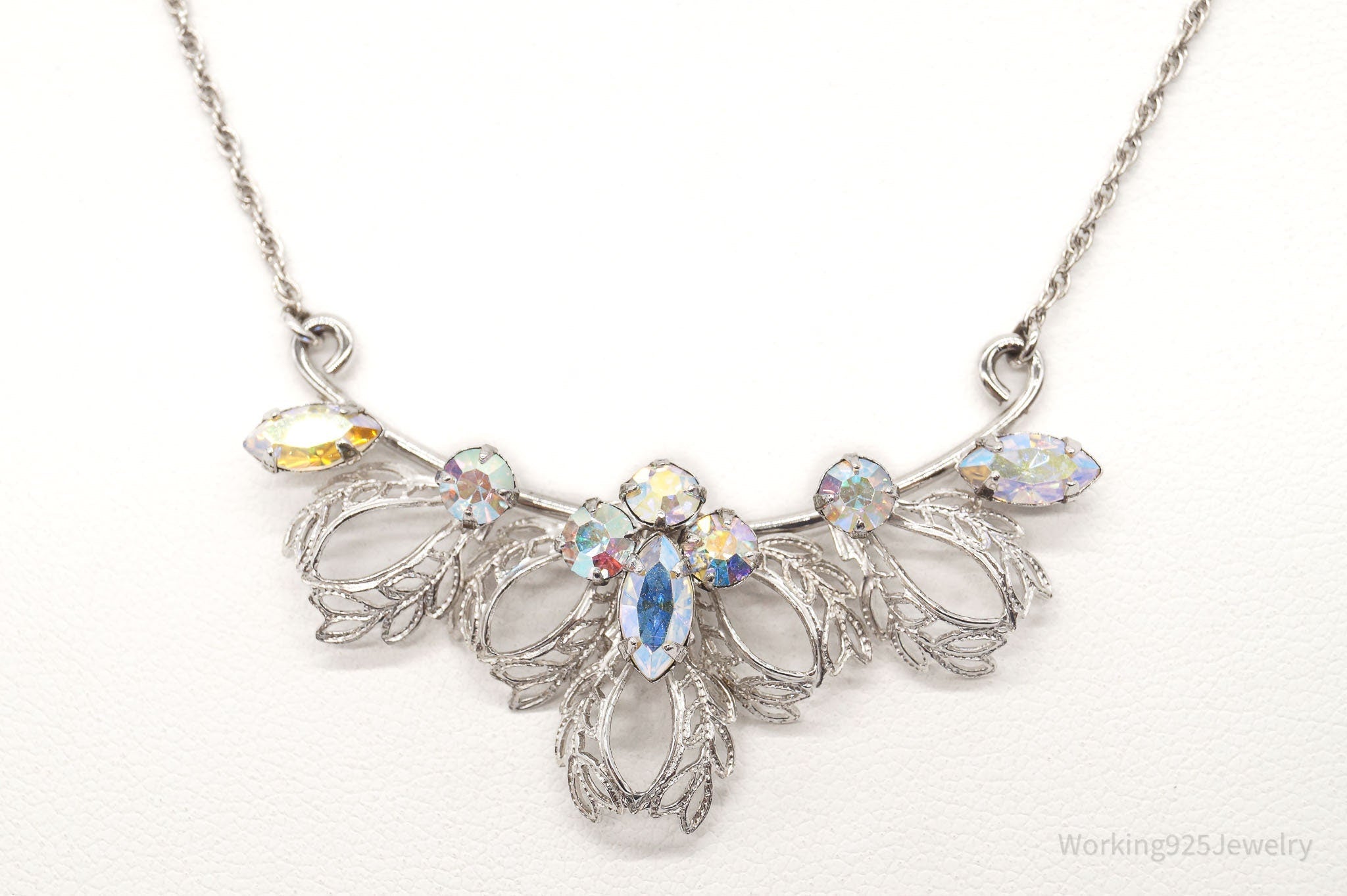 Antique Rhinestone Filigree Sterling Silver Necklace 16" | Jewelry > Necklaces > Pendants | Wiccan Center