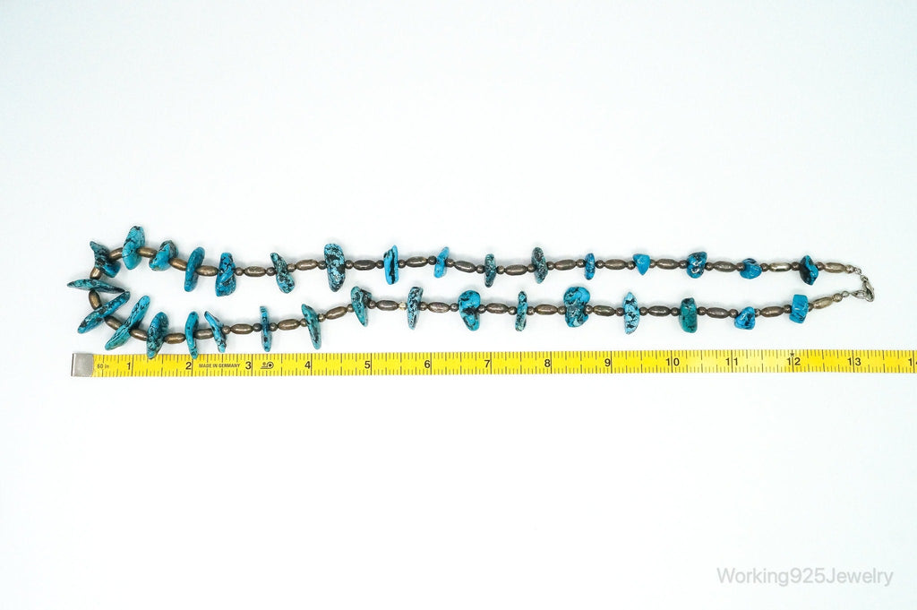 Vintage Native American Turquoise Beaded Sterling Silver Necklace | Jewelry > Necklaces > Pendants | Wiccan Center