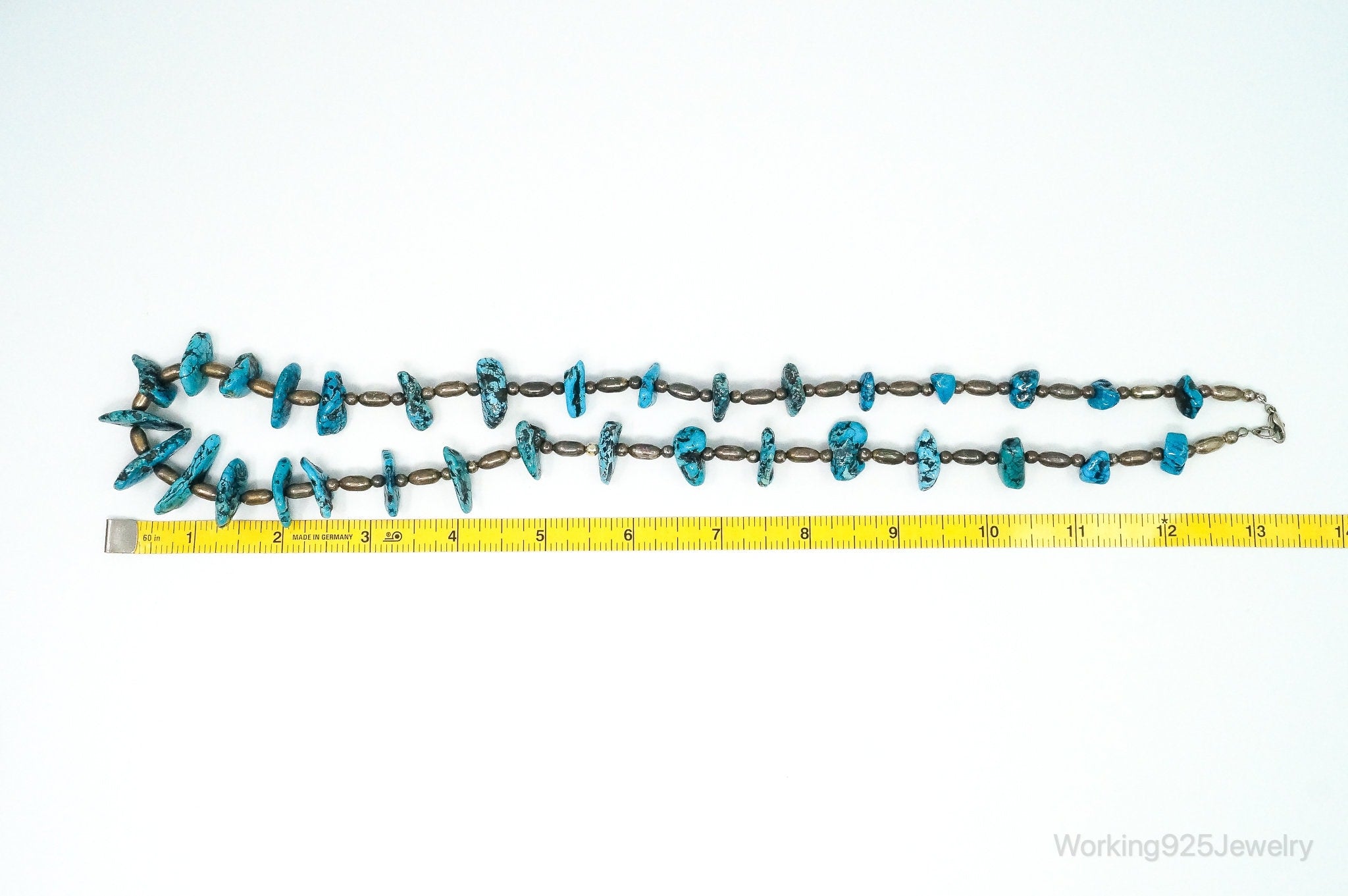 Vintage Native American Turquoise Beaded Sterling Silver Necklace | Jewelry > Necklaces > Pendants | Wiccan Center