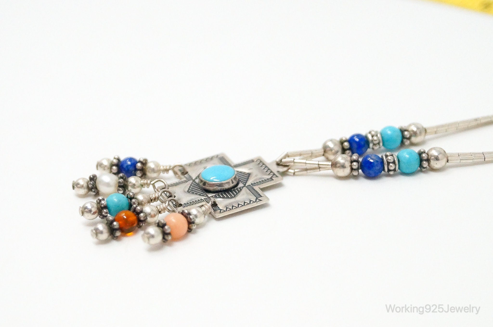 QT Turquoise Pendant On Carolyn Pollack Bead Sterling Silver Chain Necklace | Jewelry > Necklaces | Wiccan Center