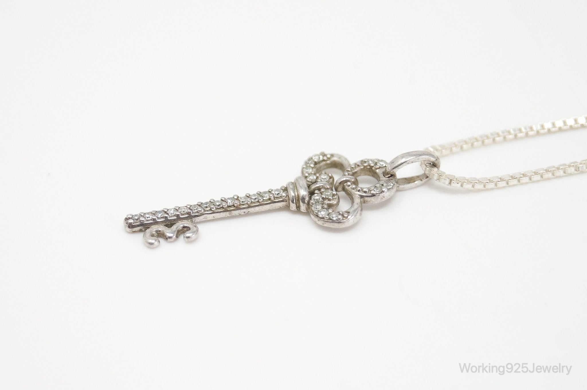 Large Designer Cubic Zirconia Key Sterling Silver Necklace | Jewelry > Necklaces > Pendants | Wiccan Center