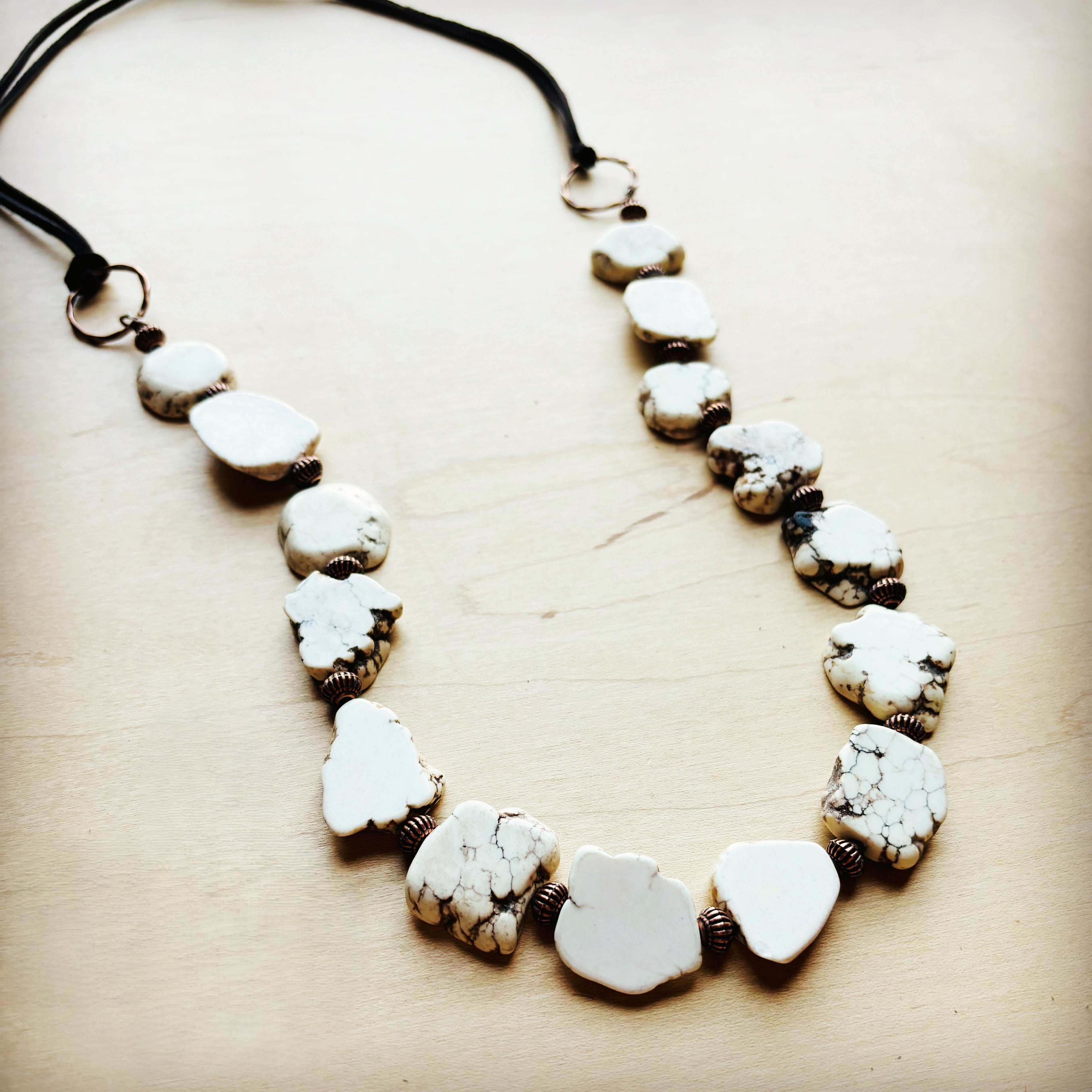 White Turquoise Slab Necklace with Leather Closure 228O | Necklace | Wiccan Center