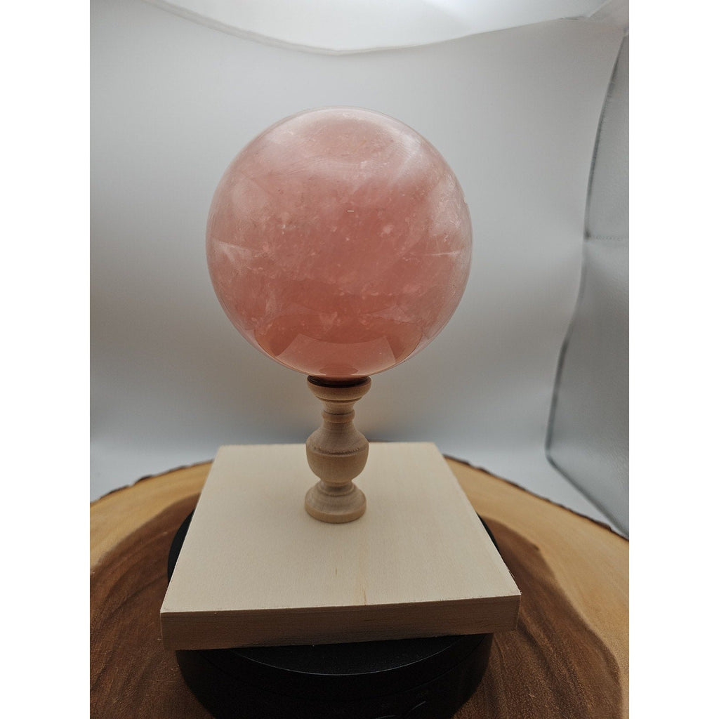 3.04LB Natural Pink Rose Quartz Crystal Sphere 98-107mm W/stand | Crystal Spheres & Eggs | Wiccan Center