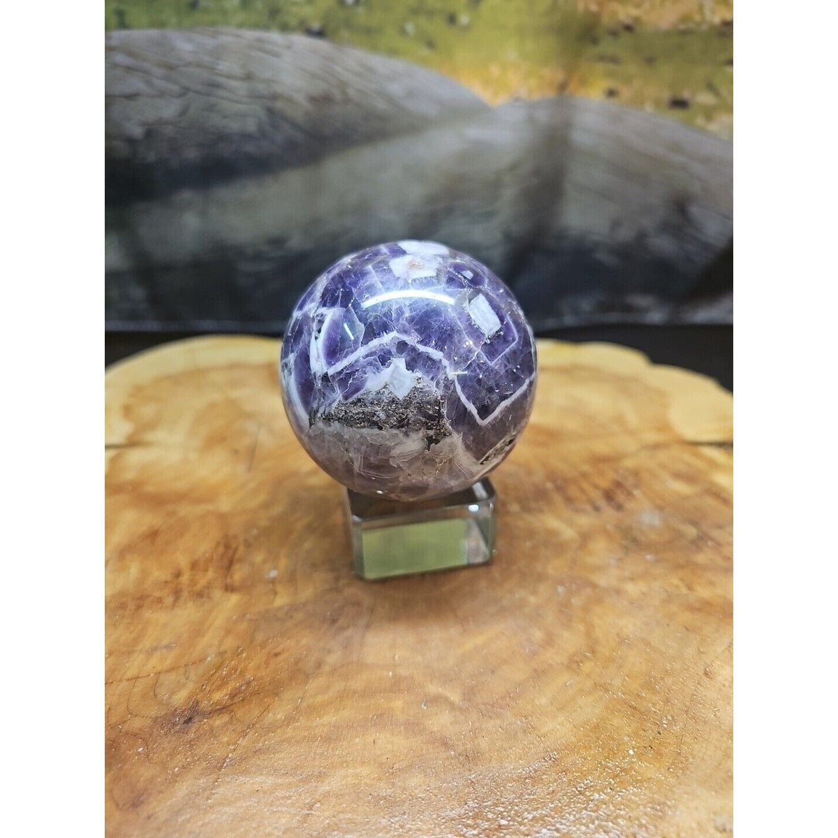 Amethyst Sphere — 65mm with Glass Stand, 1 lb
