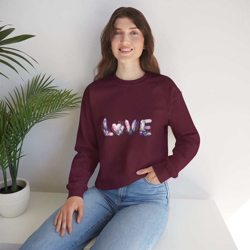 LOVE Crystal Letter Design | Sweatshirt | Wiccan Center