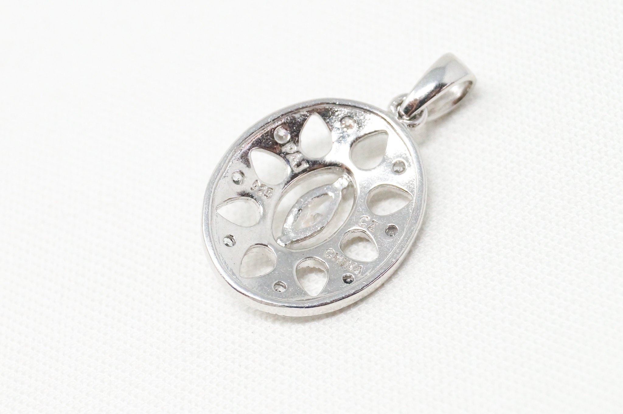 Vintage Art Deco Cubic Zirconia Cut Out Sterling Silver Necklace Pendant | Jewelry > Necklaces > Pendants | Wiccan Center