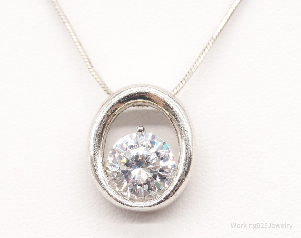 Vintage Large Cubic Zirconia DQCZ Sterling Silver Necklace | Jewelry > Necklaces > Pendants | Wiccan Center
