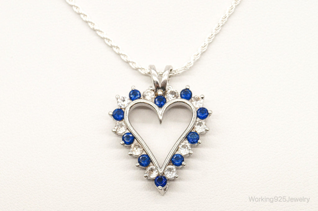 Blue & White Cubic Zirconia Heart Sterling Silver Necklace | Jewelry > Necklaces > Pendants | Wiccan Center
