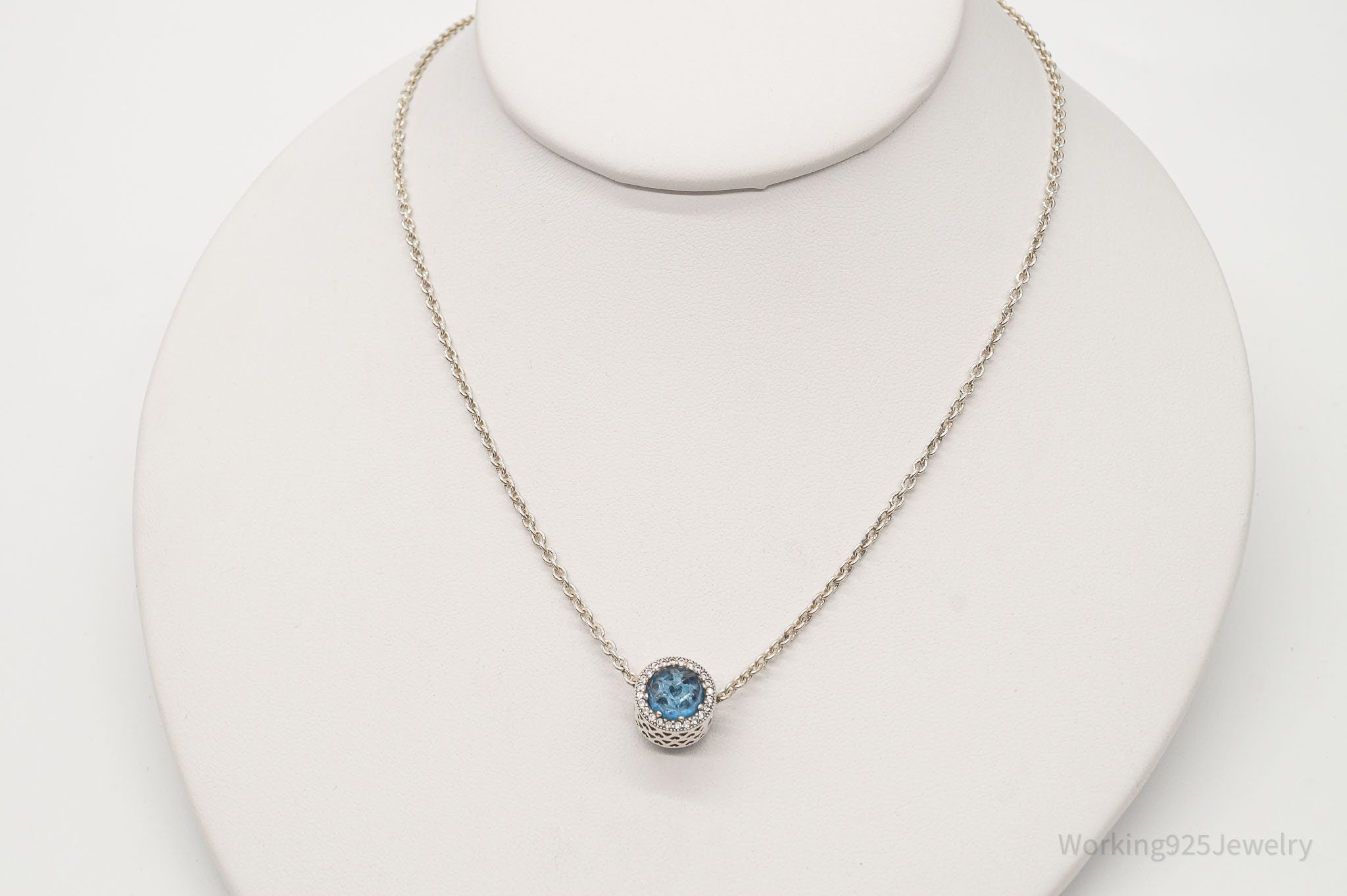 Pandora Blue Crystal Cubic Zirconia Sterling Silver Necklace | Jewelry > Necklaces > Pendants | Wiccan Center