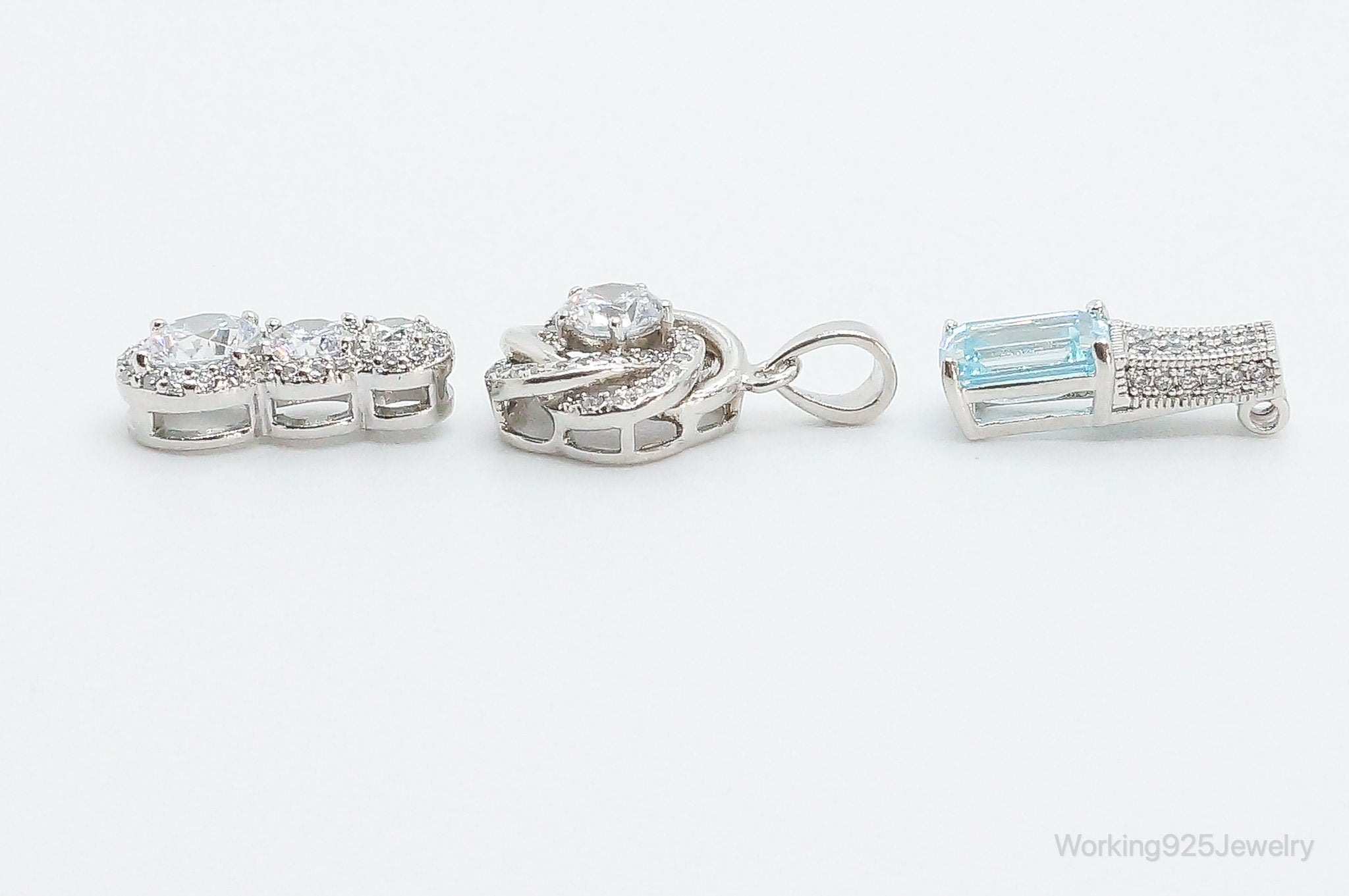 Vintage Blue Topaz & Cubic Zirconia Sterling Silver Necklace Pendants | Jewelry > Necklaces > Pendants | Wiccan Center