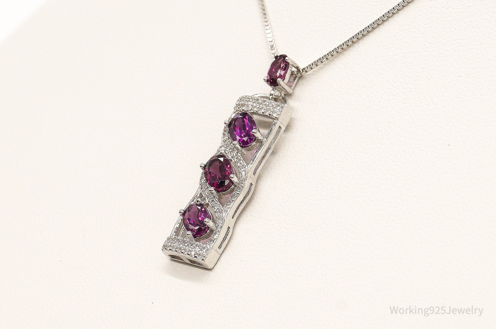 Rhodolite Garnet Cubic Zirconia Sterling Silver Necklace | Jewelry > Necklaces > Pendants | Wiccan Center