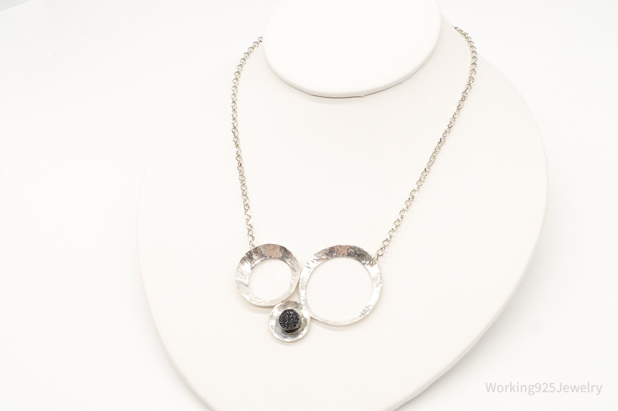 Modernist Druzy Quartz Sterling Silver Necklace | Jewelry > Necklaces > Pendants | Wiccan Center