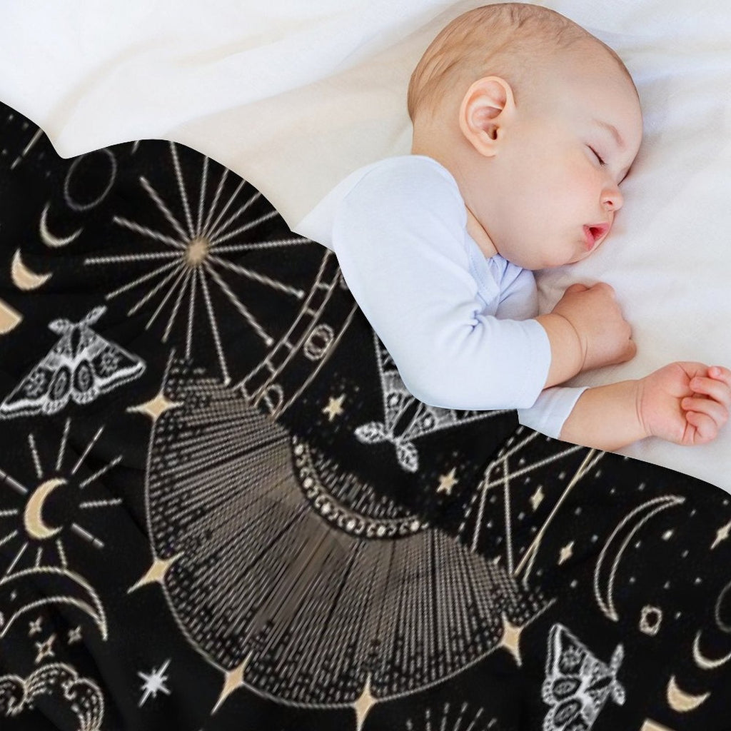 Dark Academia Gothic Frog Grunge Moon Phases Magic, Fairycore Occult Goth Fantasy Plush Throw Blanket