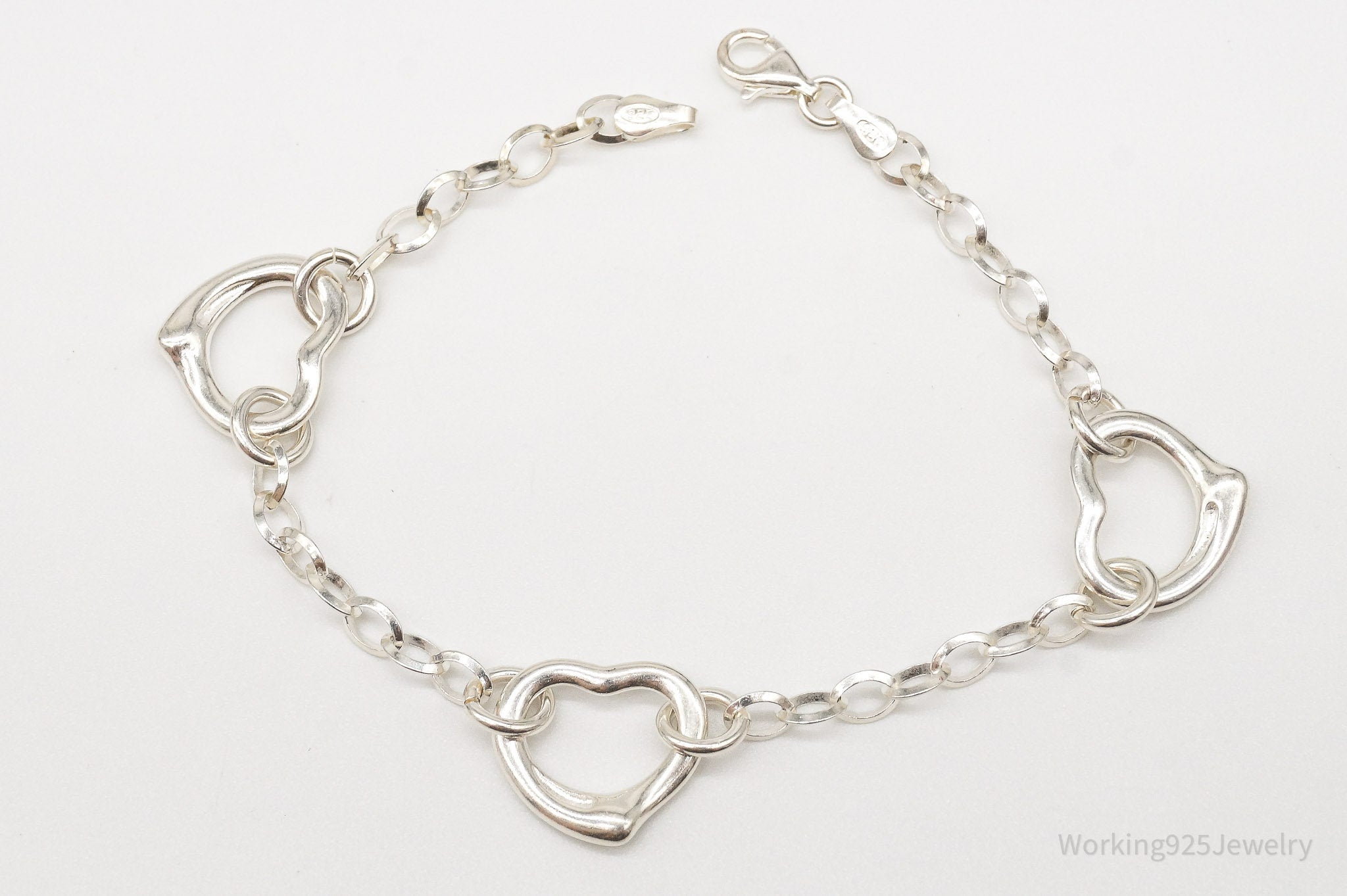 Vintage Italian Hearts Chain Link Sterling Silver Bracelet | Jewelry > Bracelets | Wiccan Center