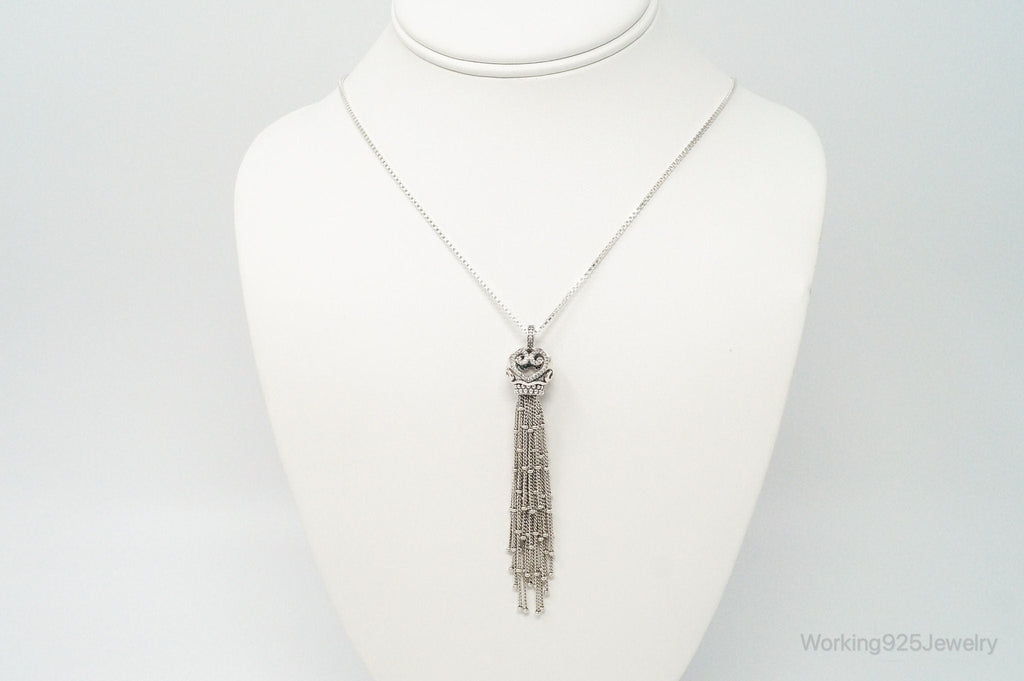 Vintage Open Heart Cubic Zirconia Mesh Sterling Silver Necklace | Jewelry > Necklaces > Pendants | Wiccan Center
