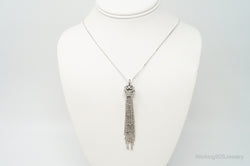 Vintage Open Heart Cubic Zirconia Mesh Sterling Silver Necklace | Jewelry > Necklaces > Pendants | Wiccan Center