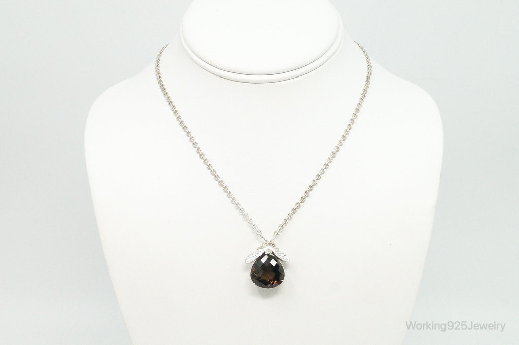 Designer Knight & Hammer Large Smoky Topaz Bee Sterling Silver Necklace | Jewelry > Necklaces > Pendants | Wiccan Center