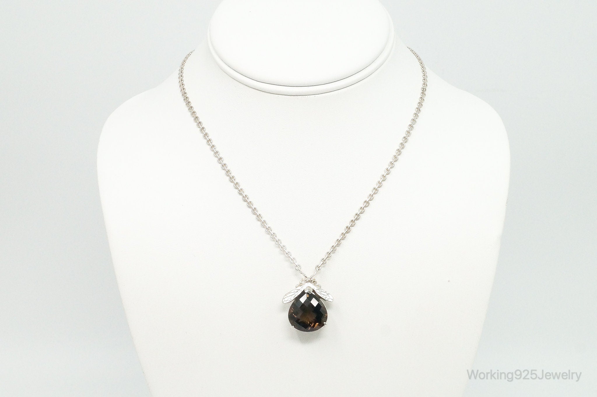 Designer Knight & Hammer Large Smoky Topaz Bee Sterling Silver Necklace | Jewelry > Necklaces > Pendants | Wiccan Center